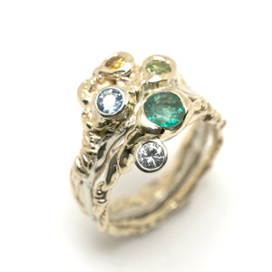 Gemsone & Diamond Twist Ring