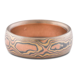 mokume gane wedding ring or band fire palette woodgrain pattern