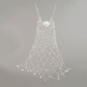 silver sculpture dress with glass and beads. A home decor piece, interior decoration, home decor, fine art decor, fine art sculpture, collectible