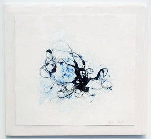 Abstract blue collograph print,  printed media, home decor, interior decor