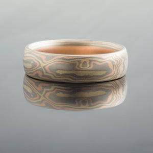 mokume gane ring mens band wedding ring woodgrain gold