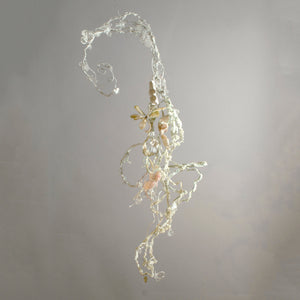Pearl white soft pastel botanical wall sculpture climbing vine floral curling textured wire tendrils